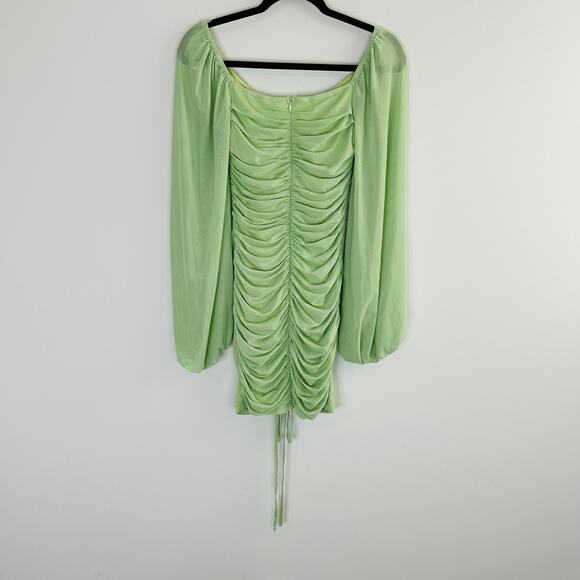 HelloMolly Bachelorette Approved Dress green Women's 4 ruched long sheer Sleeve - Picture 6 of 11